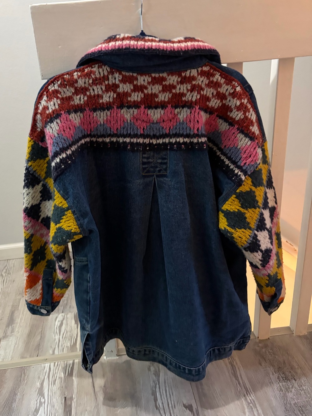Crochet Denim Sweater Jacket - Picture 5 of 6